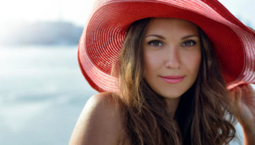 Woman wearing red hat